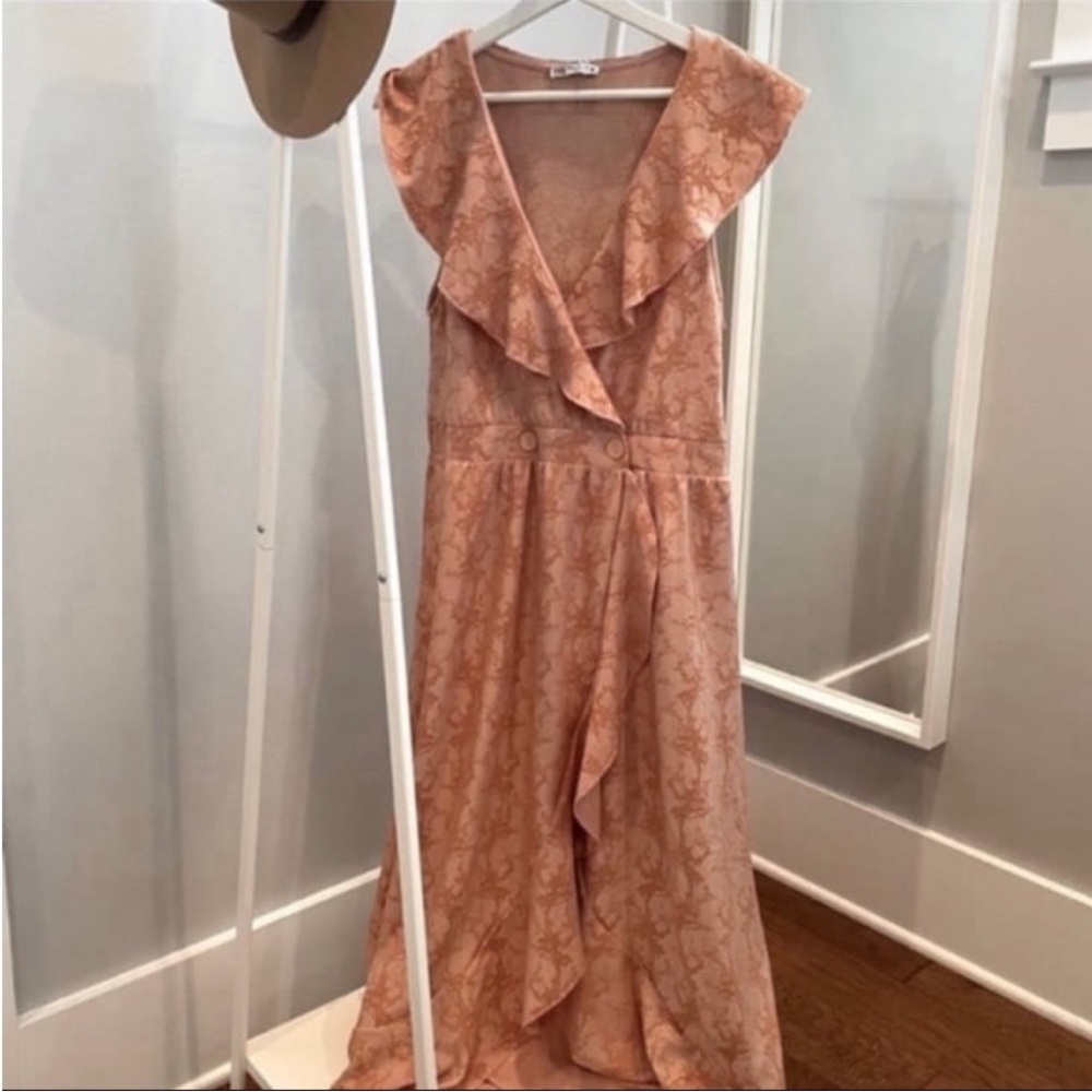 Zara Peach Floral High-Low Ruffle Dress - Picture 6 of 6